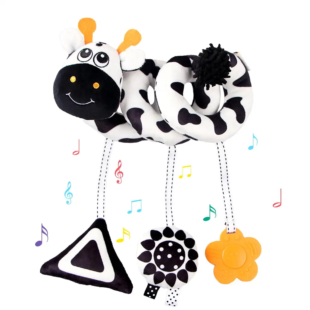 

Baby Car Seat Toy, Black White Hanging Spiral Activity Stroller Toy, Giraffe