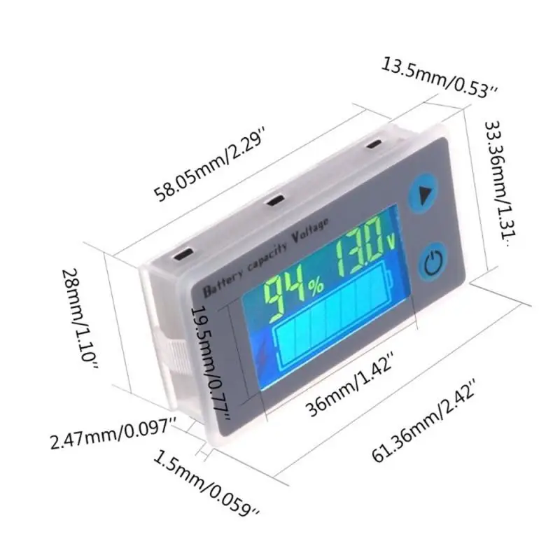 

JS-C33 Battery Capacity Indicator 12V 24V 36V 48V 60V 72V 10-100V Li-ion Lead Acid Battery Tester With LCD Temperature Voltmeter