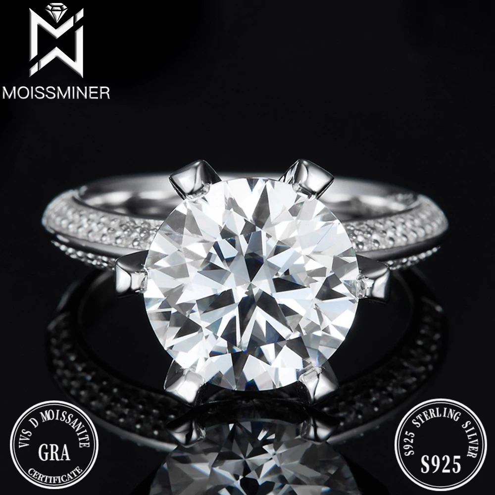 5ct Big Moissanite Rings For Women S925 Silver Diamond Wedding Ring Finger Jewelry Men Pass Tester Free Shipping