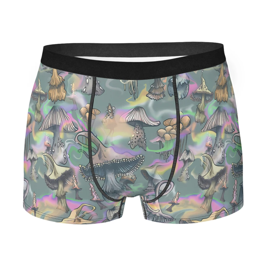 

Abstract Psychedelic Men Boxer Briefs Magic Mushrooms Plant Breathable Funny Underpants Top Quality Print Shorts Birthday Gifts