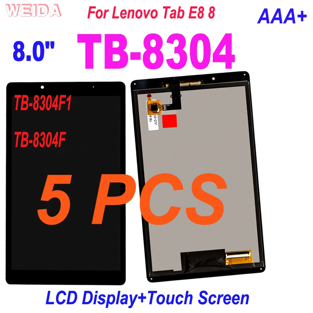 

ЖК-дисплей для Lenovo Tab E8 8 TB 8304 TB-8304 TB-8304F1, дисплей с сенсорным экраном и дигитайзером в сборе, 5 шт., AAA + 8"