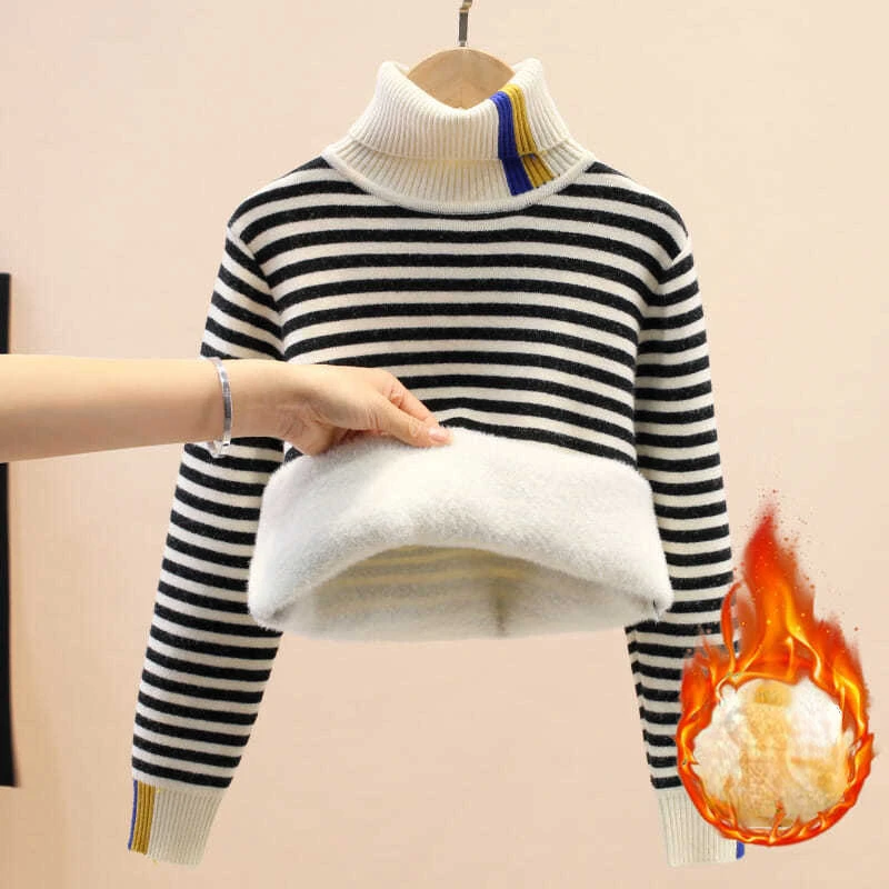 

Boys Winter Sweater Plus Velvet Thickened Velvet Bottoming Shirt Children's Clothing Big Girl Fall Clothes for Kids 12 Years Old