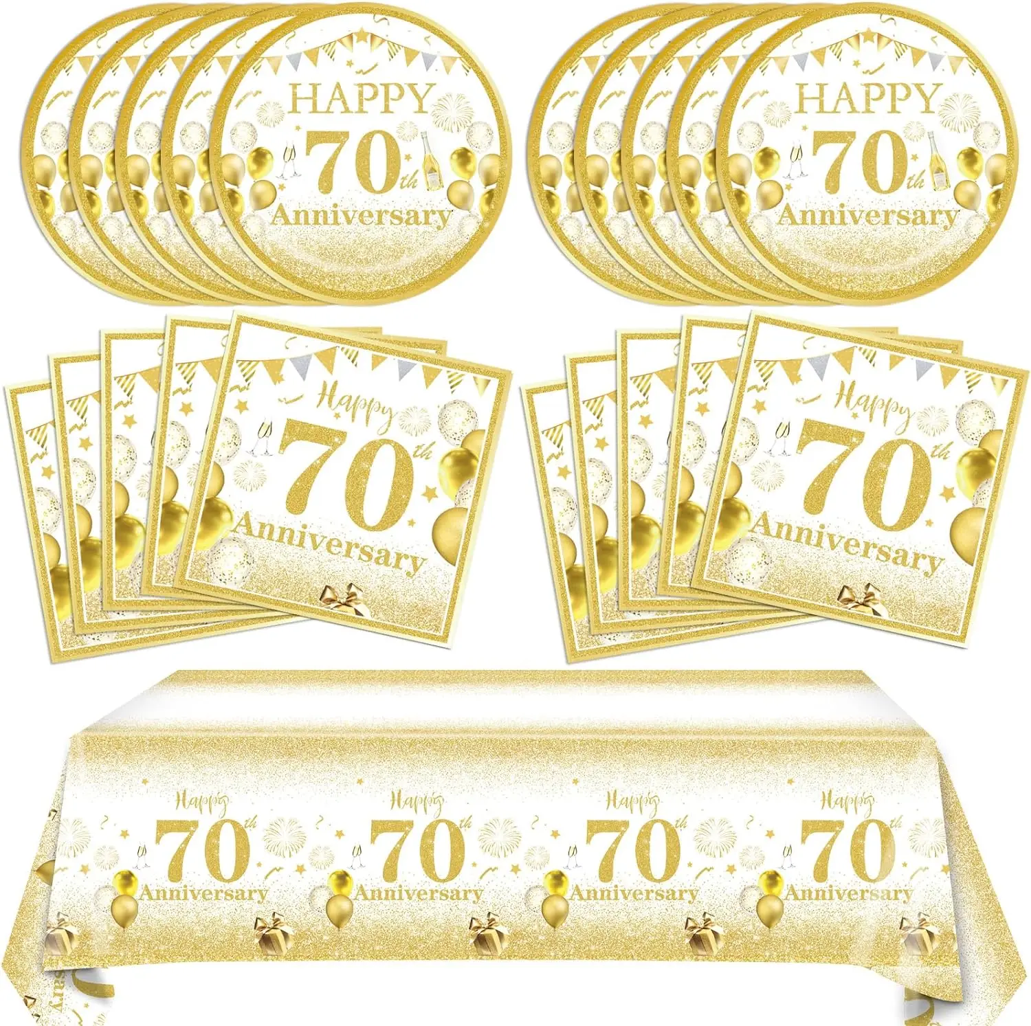 Столовые приборы 70-я из белого золота столовая скатерть тарелки 70-й день рождения