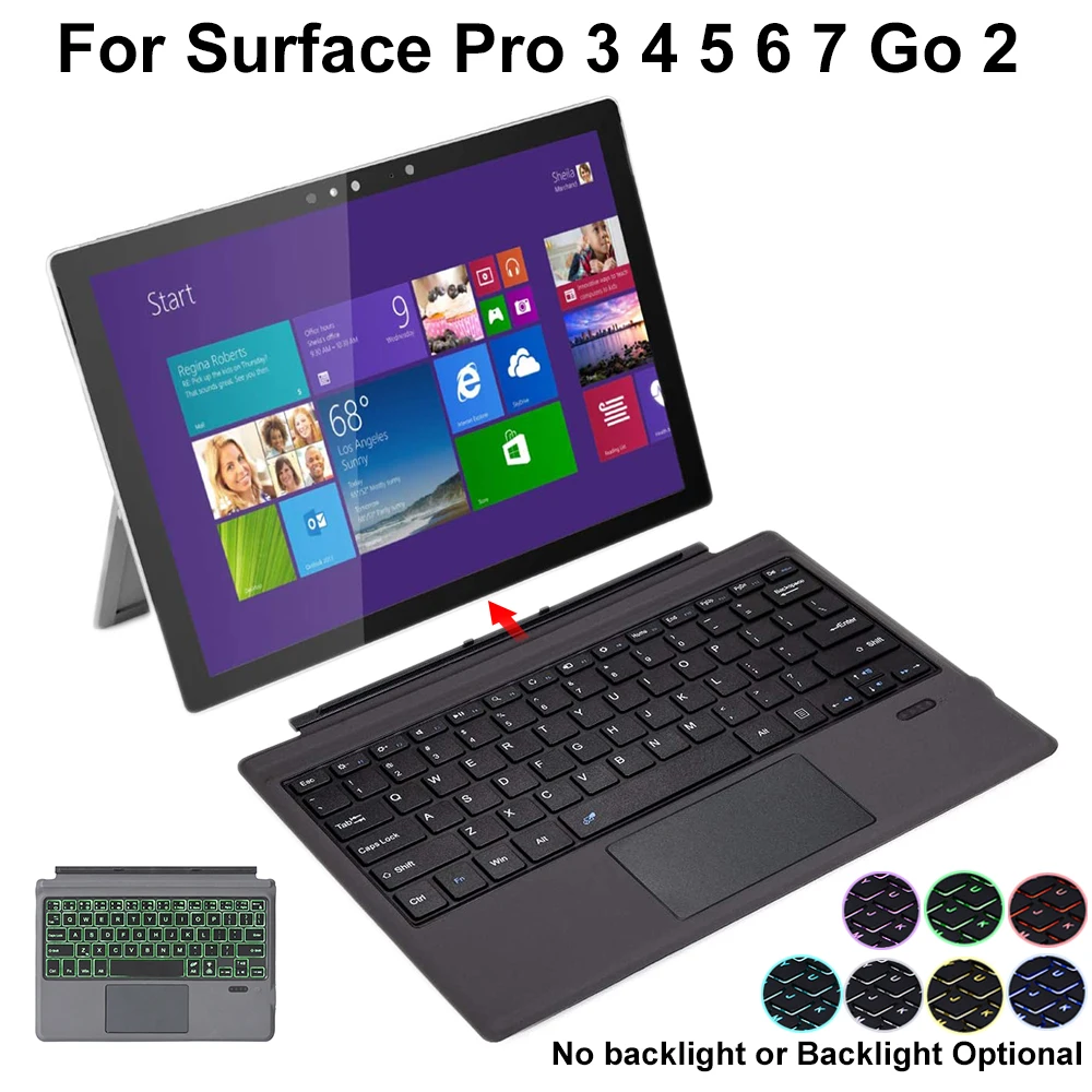 

Bluetooth Keyboard For Microsoft Surface Pro 3 4 5 6 7 Go 2 Wireless Backlight Touchpad Keyboard Tablet PC Laptop Gaming Keyboar