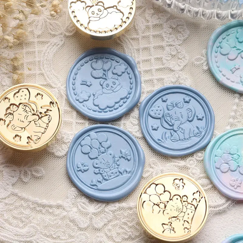 

Cute Pets Wax Sealing Stamps Koala Bear Elephant Embossed Stamp Replace Head for Card Making Material Decorative Scrapbooking