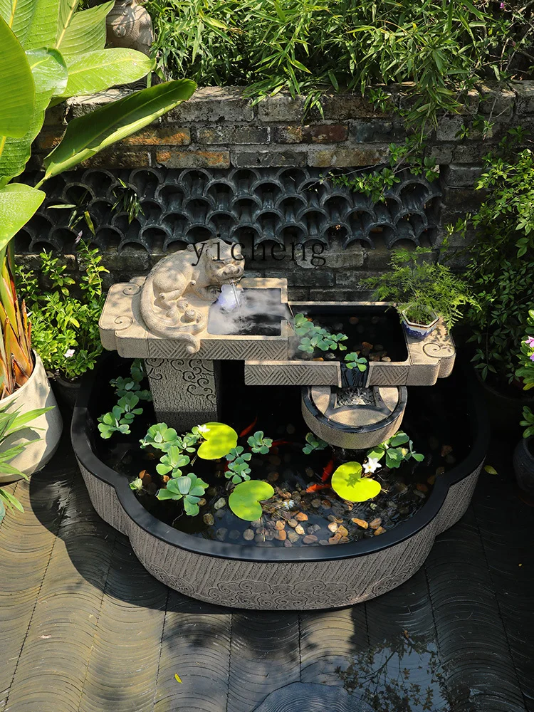 XL рыбный пруд с текущей водой уличная терраса украшение для циркулирующей воды
