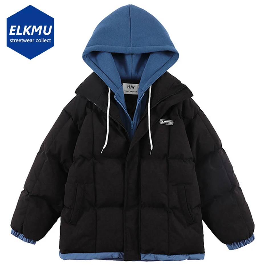 

Men Winter Hooded Parkas Thick Warm Jackets Loose Casual Coat Solid Plus Size Harajuku Streetwear Jacket for Male