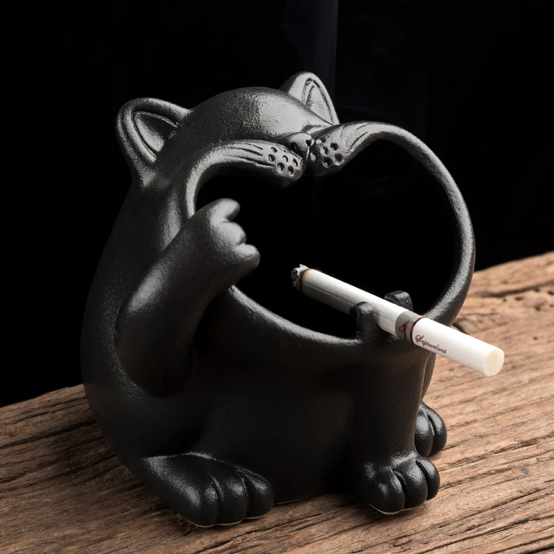 

Пепельница Taomi с милыми маленькими животными индивидуальная трендовая пепельница с мультяшным котом для предотвращения летающей золы керамическая большая пепельница для дома