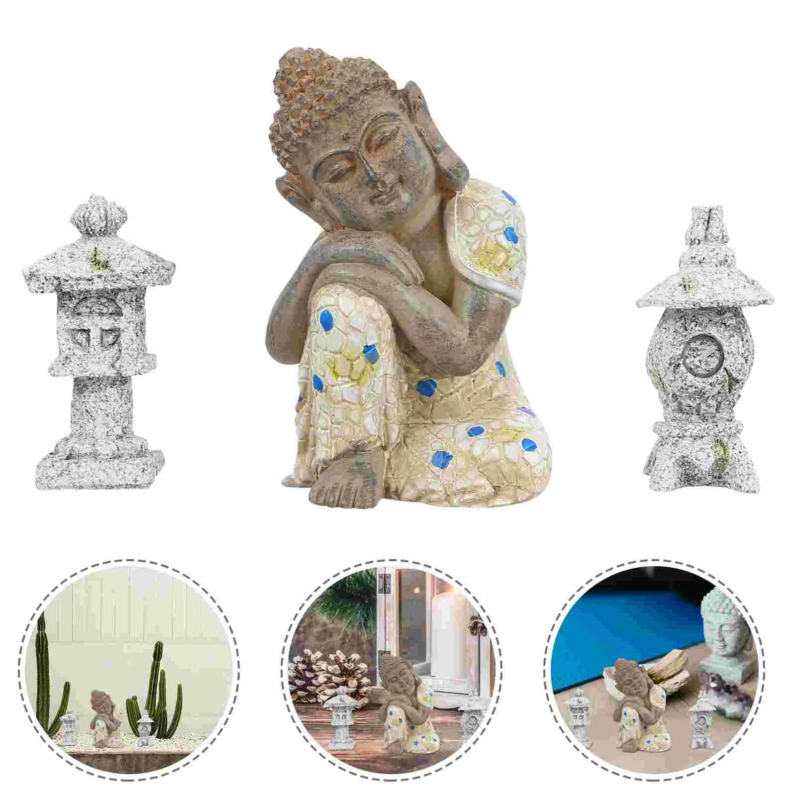 

Statue Zen Sculpture Shui Statues Garden Figurine Feng Decoration Ornaments Outdoor Home Figure Meditation Decorations Decor