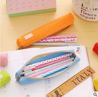 long strip cute candy color pencil case kawaii polka dot canvas stationery bag girl gift office school supplies