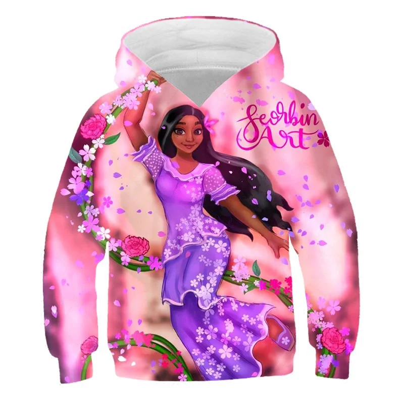 

1-14 Years Old Disney Encanto Mirabel Sweatshirts Autumn Spring Long Sleeves Hooded Tops Clothes Girls Disney Hoodies Costumes