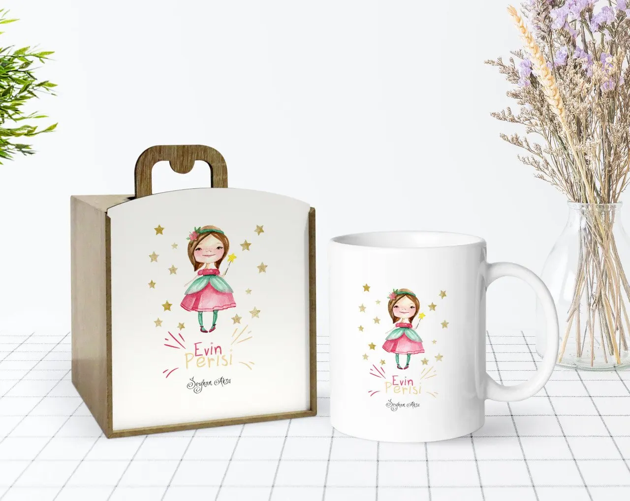 

Сделанный на заказ в деревянной коробке дом сказочный дизайн белая кружка Bardak-3