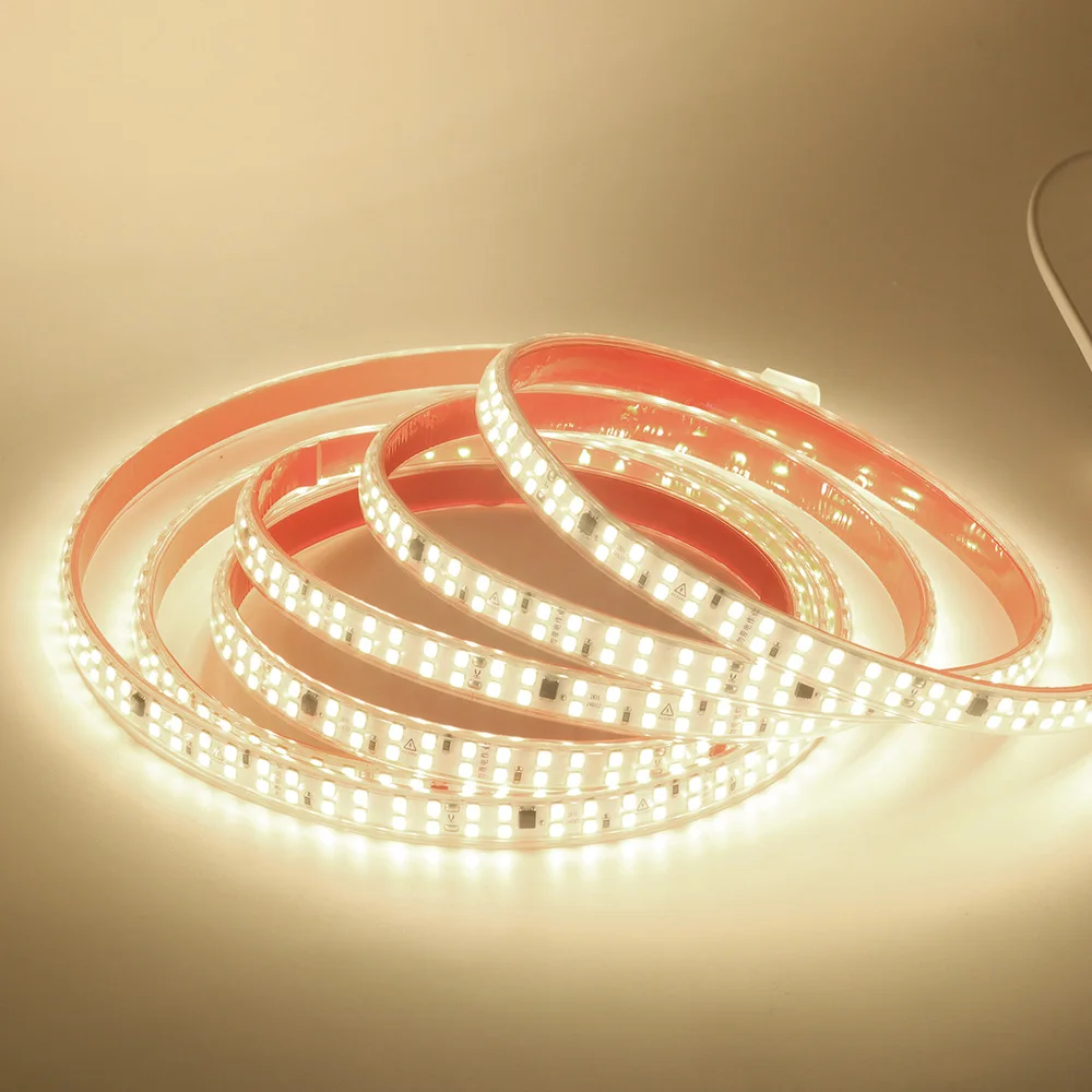 Клейкая светодиодная лента KISUFU 240LED/м тёплый белый 220В