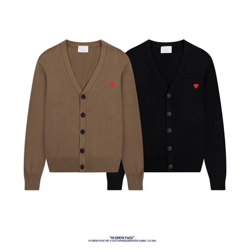 Новинка 2024 мужской кардиган с V-образным вырезом однотонный вязаный свитер