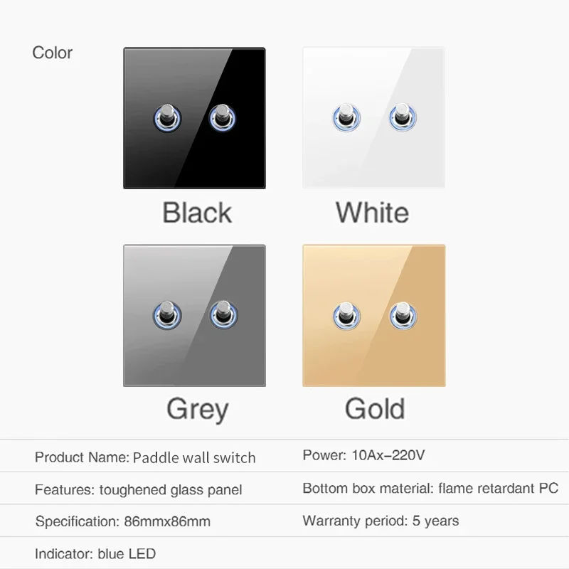 Greay закаленное стекло работа настенный выключатель света светодиодный индикатор
