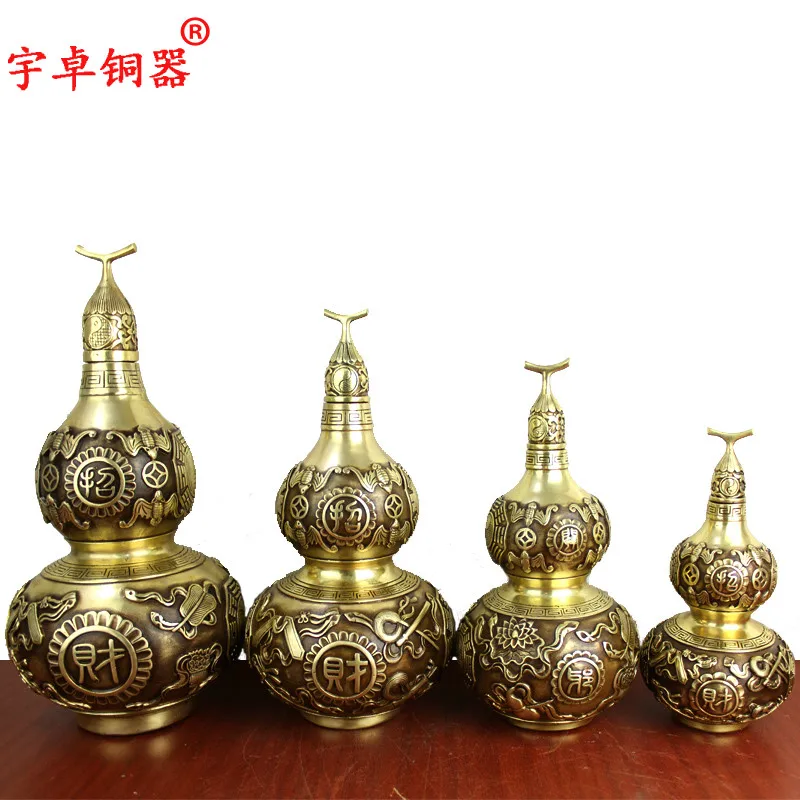 

Yuzhuo Bronze Pure Copper Gourd Brass Gourd Eight Immortals Dharma-Vessel Gourd Home Decorative Crafts Ornaments