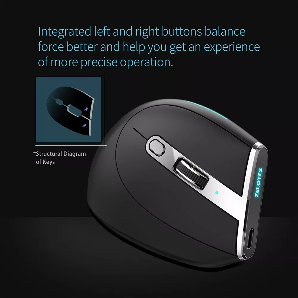 

2400 DPI 8 Buttons Wireless Rechargeable Mice Professional F-36 Ergonomic Vertical Mouse for Computer Laptop Desktop