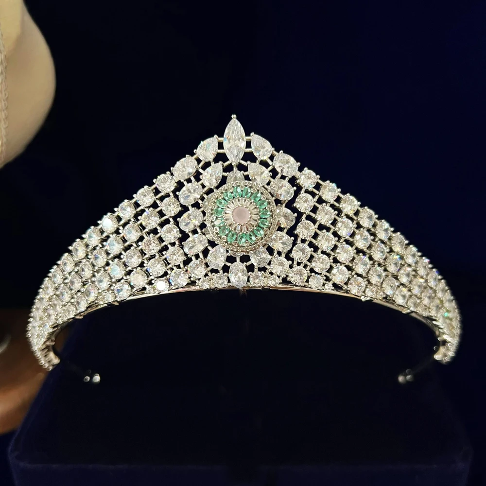 

Elegant Sparkling Zirconia Crystal Brides Tiaras Headpieces Plated Bridal Crowns Headbands Wedding Dress Hair Accessories
