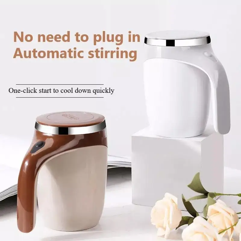 

Auto Magnetic Rotating Electric Milk Mark Cup Lazy Coffee Stirring Cup 304 Stainless Steel Self Stirring Mixing Cup