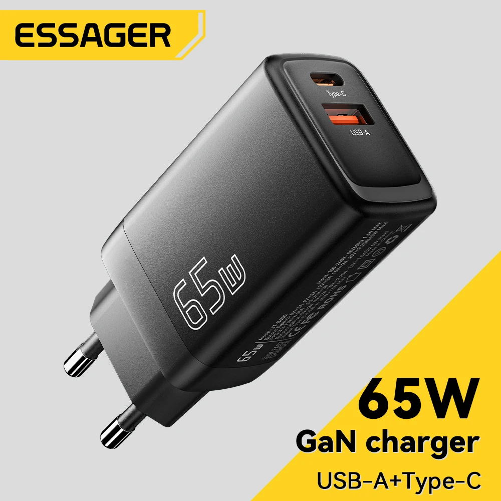 

Essager 65W GaN USB C Charger PD QC 4.0 3.0 Type C Quick Charge For Samsung iPhone 14 13 Pro Phone MacBook Laptop Fast Chagers