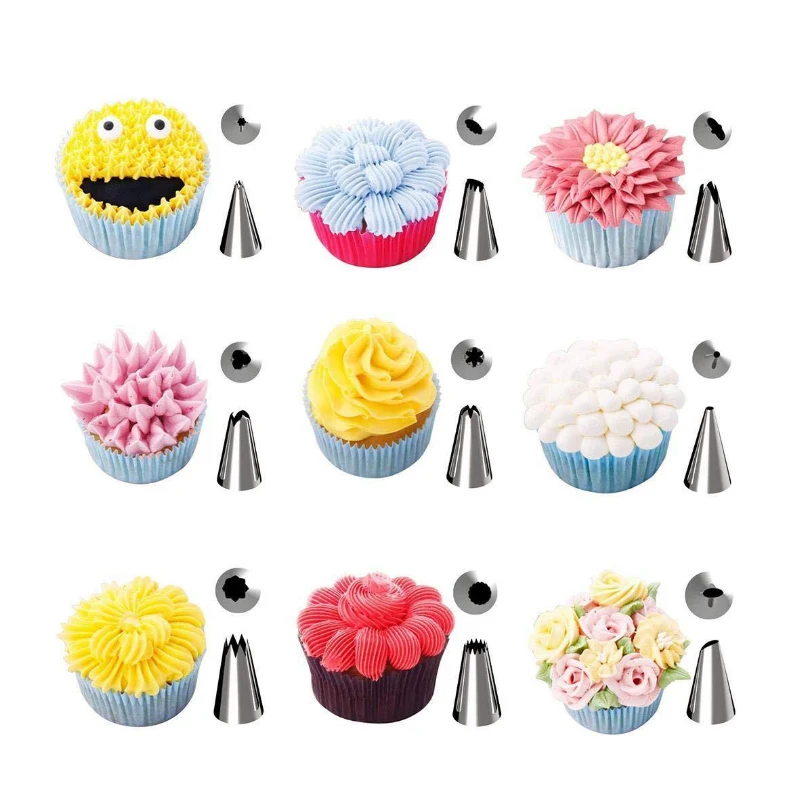 42pc set pastry nozzle stainless steel icing pipe tips set kitchen baking gadgets kitchen accessories cake decoration tools free global shipping