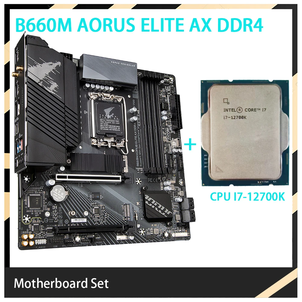 

B660M AORUS ELITE AX DDR4+CPU I7-12700K For Gigabyte LGA1700 B660 128GB Motherboard Set PC Combo High Quality Fast Ship
