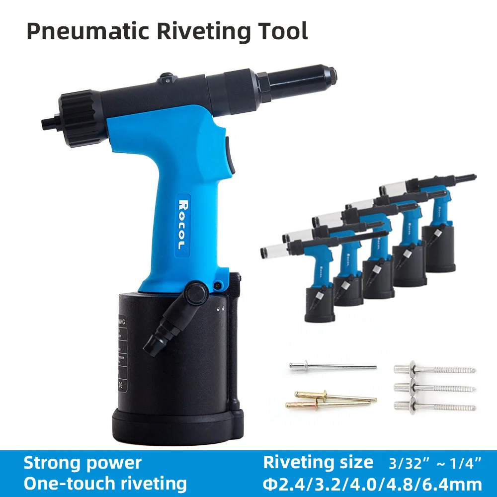 Industrial Pneumatic Blind Rivet Gun Air Heavy Duty Automatic Self Suction 2.4-6.4mm Stainless Steel 3/16