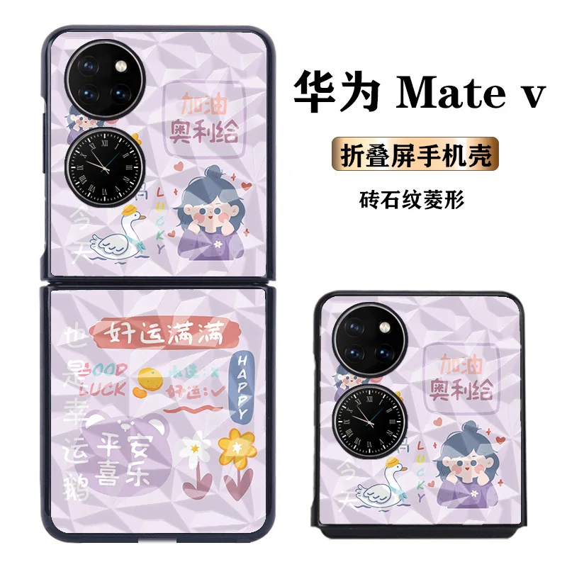 

For Huawei Mate V Case for Huawei P50 Pocket Case Protective Case Diamond Pattern Good Luck Full