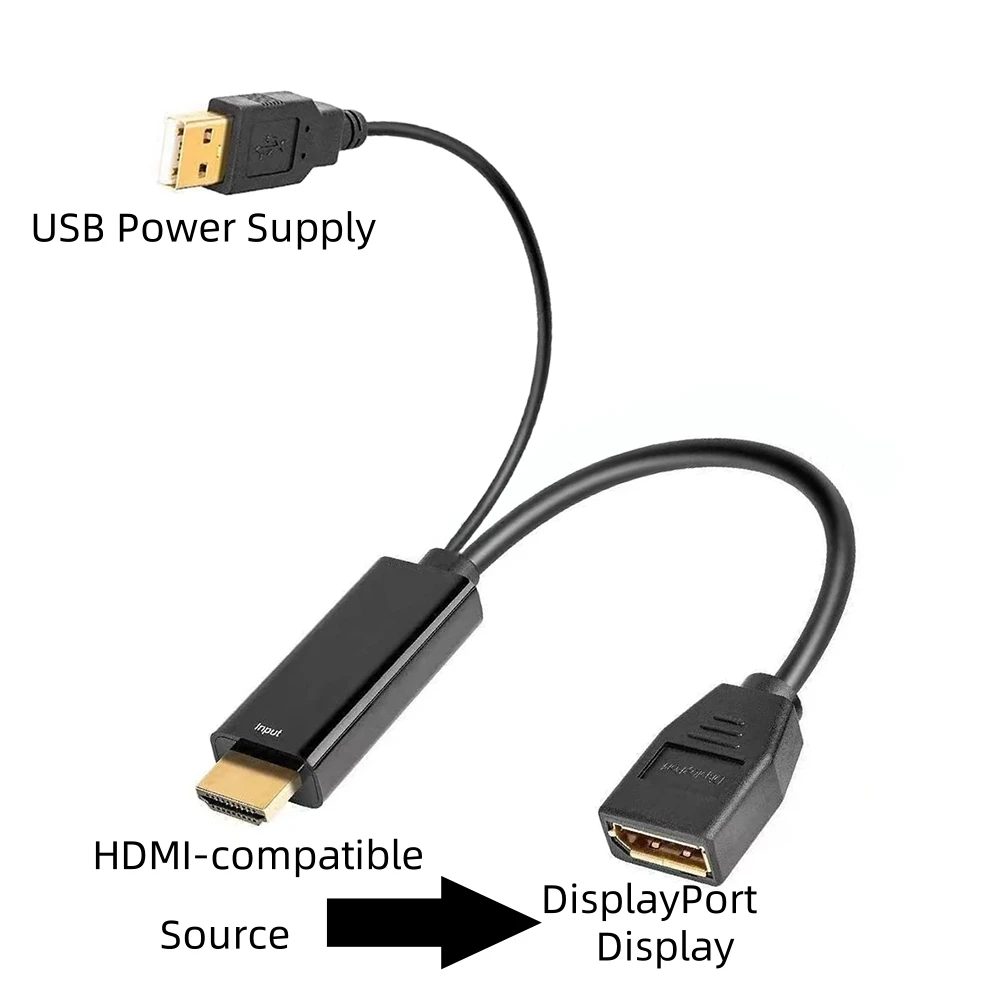 Фото Однонаправленный преобразователь HDMI в DisplayPort с поддержкой 4K60Hz, адаптер с USB-кабелем питания, Plug & Play, для игровых мониторов ПК №2