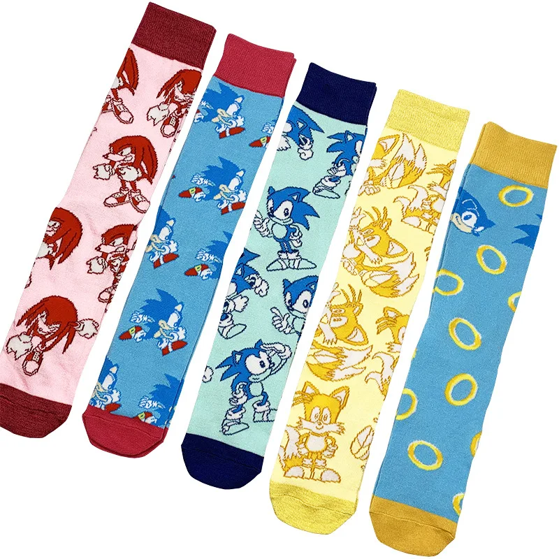 Anime Blue Sonic Woman Sock Cartoon for Women Socks Fashion Print Soft Trend Kawaii Movement Sox Autumn Winter Hiking Flight