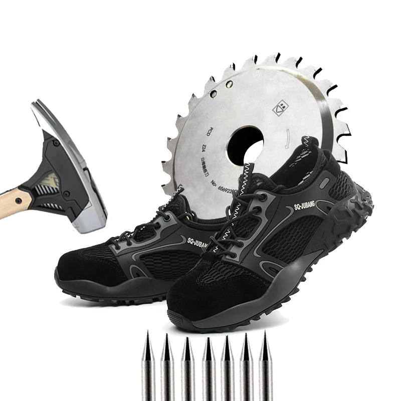 

Fashion mesh comfortable breathable sneakers anti-smashing anti-piercing steel toe protective safety shoes