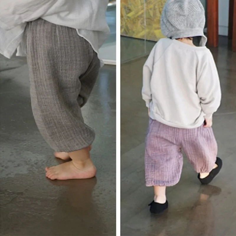

Cotton Summer Wrinkled Bloomers Pants Dropshipping Baby Linen Children's Girls Korean Anti-mosquito Spring Yarn Boys Clothing