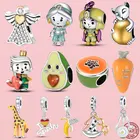 Подвеска из стерлингового серебра 925 пробы, подвеска из желтой серии, лиса, принц, жираф, морковка, Волшебная Шляпа, шапочка, подходит для оригинального браслета Pandora, ювелирные изделия