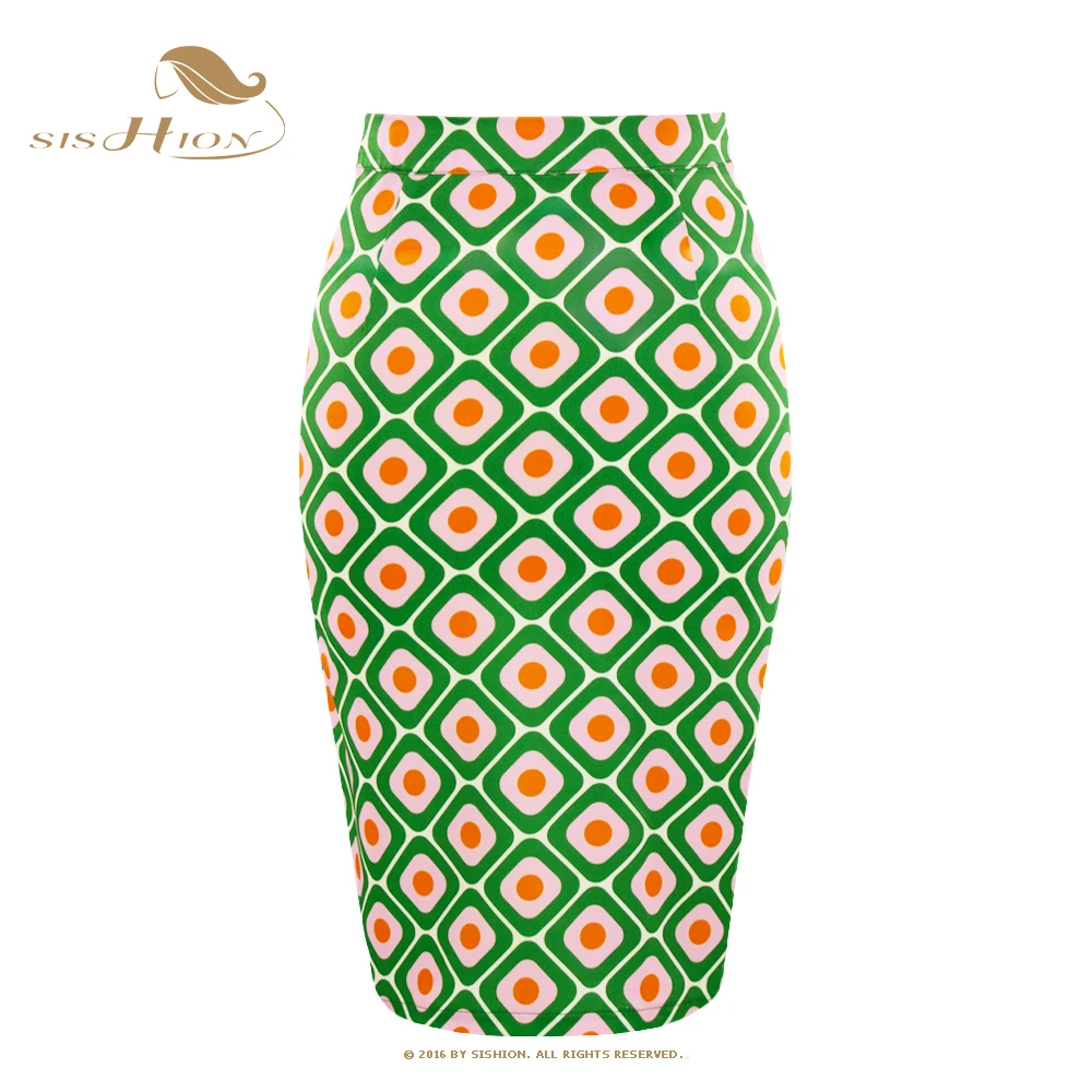 

SISHION 2022 New Green Printed Summer Skirts for Women SS0028 Y2K Midi Slip Hip High Waist Vintage Sexy Pencil Skirt Jupe