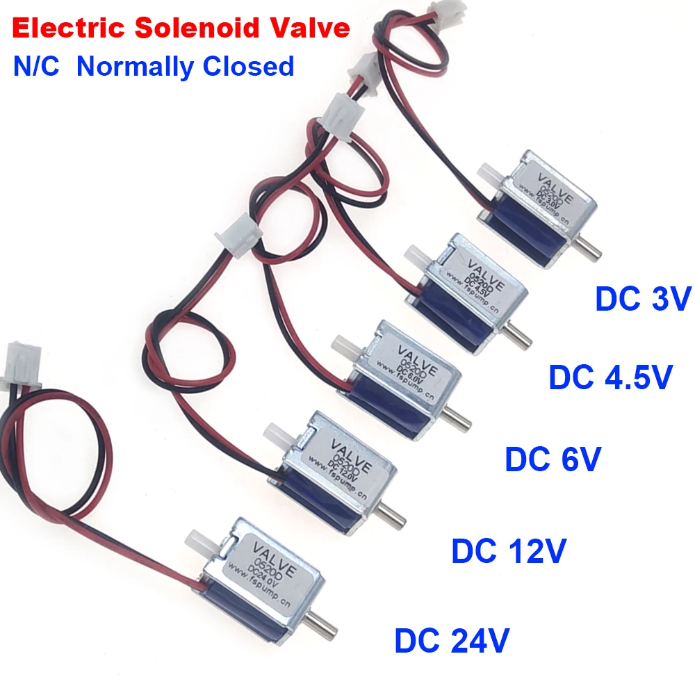 

Small Mini Electric Solenoid Valve DC 3V 4.5V 6V 12V 24V N/C Normally Closed Air Valve Vent Valve Electric Air Valve Monitor