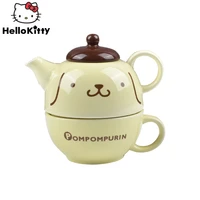 kawaii sanrio pompompurin ceramic cup double deck teapot lovely pom purin bowl gifts for kids action figure toys safe material