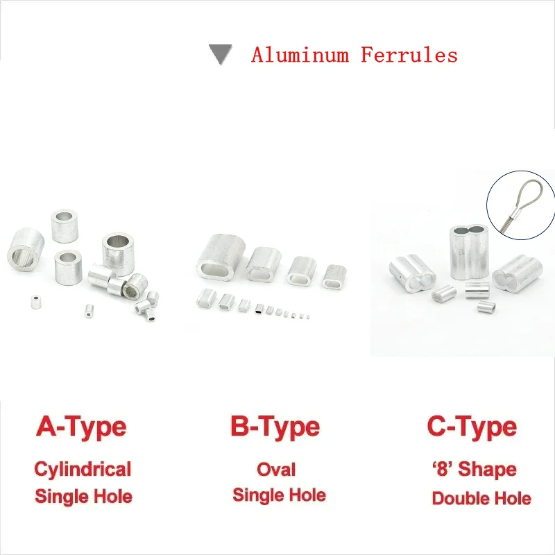 Зажим для фиксации проволочной веревки Алюминиевый зажим 8 форм с двойным