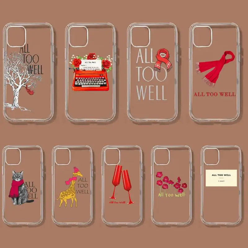 Чехол-книжка All Too Well с текстом песни для iPhone 11, 12, Mini, 13, 14 Pro, XS Max, X, 8, 7, 6s Plus, 5, SE, XR, прозрачный чехол