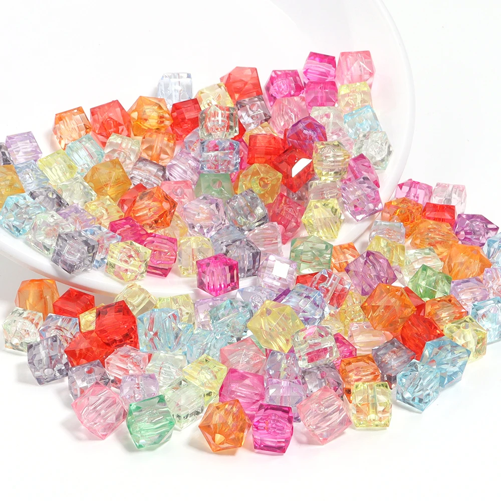 50 шт. 8 10 мм цветные акриловые Квадратные бусины для изготовления ювелирных