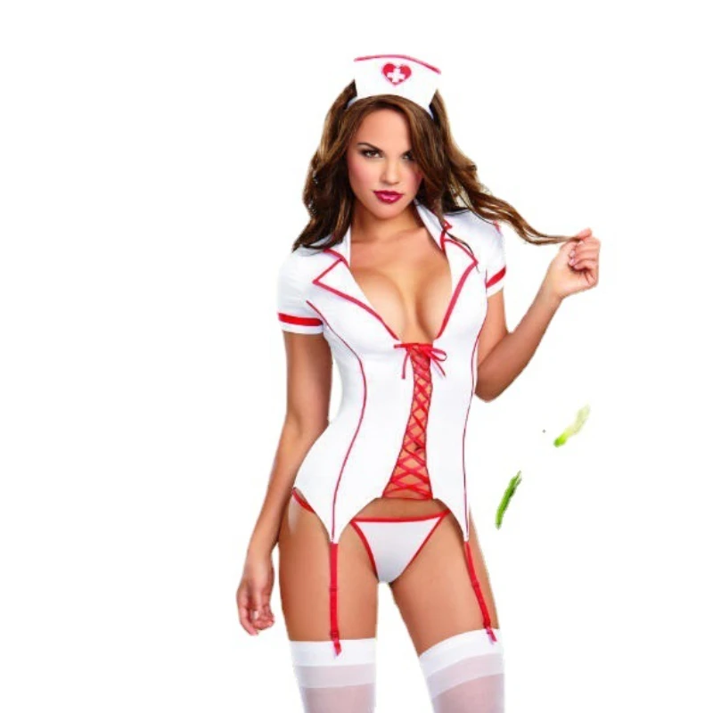 

Enfermera Sexy Nurse Costume Cosplay Waist Shaper Corset Body Harness Lingerie Breast Exposing Dress Porn Underwear Erotic