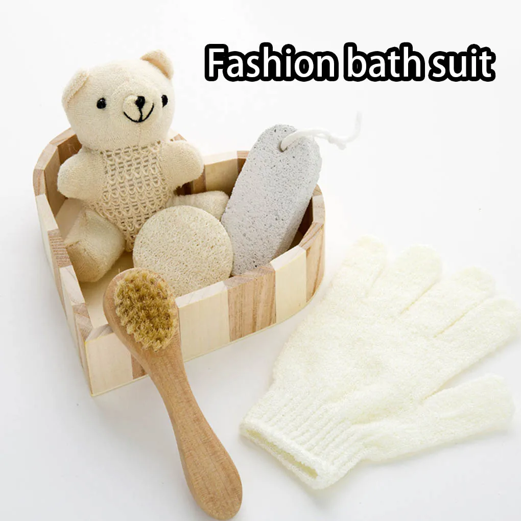 6Pcs Bath Set Bathing Flower Sponge Ball Body Massage Washing Tools Gift Box