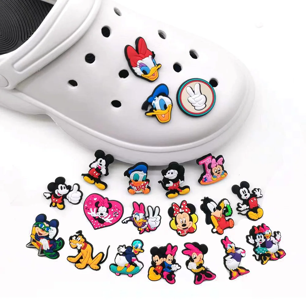 20pcs/set Disney Cartoon Croc Charms Cute Duck Mouse Shoe Accessories PVC Decoration for Shoe Charms Boys Kids Favorite gifts