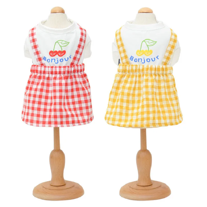 

Pet York Clothes Summer Dog Dress Poodle Plaid Skirt Pomeranian Yorkshire Terrier Shih Tzu Maltese Bichon Dog Clothing Dropship