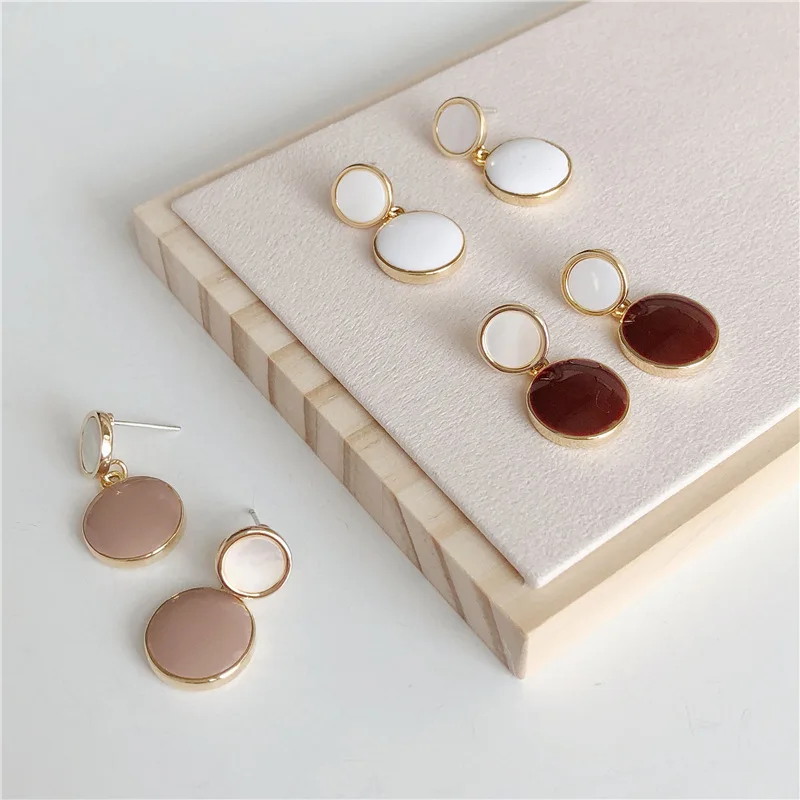 

Autumn Winter New Brown Earrings Vintage Matte drop Earrings for women Metal Fashion Statement Dangle Earring 2023 Trend Jewelry