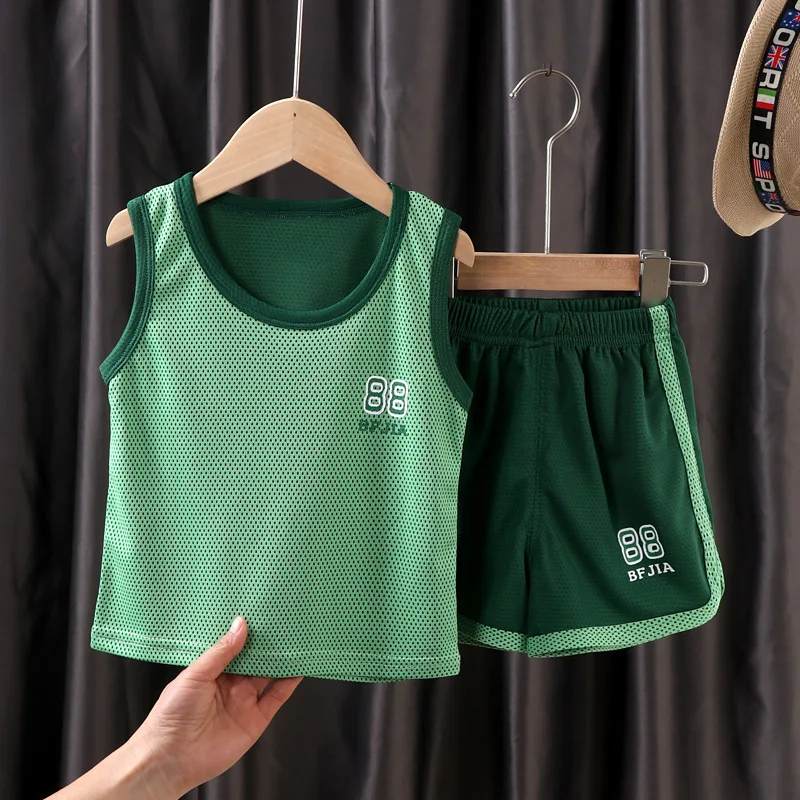 

Children's Summer Wear Boys Sports Sleeveless Suit Teenager Basketball 2pcs Sets Kids Gradient Clothes Outfits for 3-12years