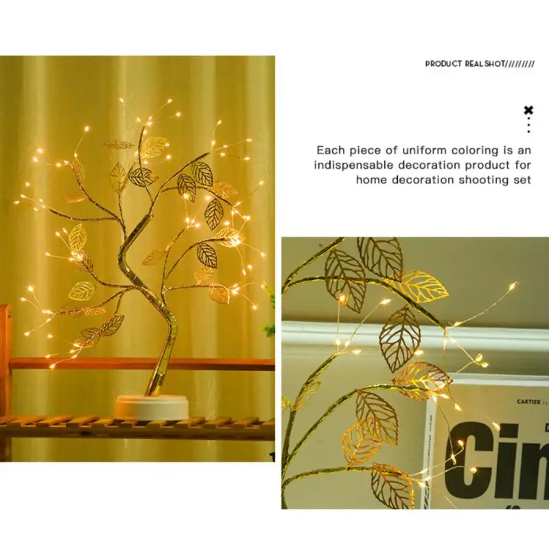 

LED Table Lamp Night Lights USB Christmas Tree Lamp Copper Wire Gypsophila Tree Desk Light for Bedroom Xmas Bar Decoration