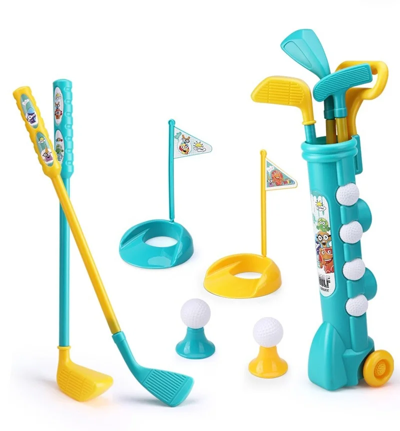 

Children Golf Club Ball Green Hole Cup Group with Wheels Sports Toys Set Boys and Girls Plastic Ball Outdoor Sports Equipment