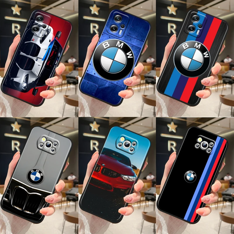 

Red Blue Car BMW Luxury For Xiaomi Poco X5 C55 C50 M5 M4 X4 X3 F3 GT NFC M3 C3 M2 F2 F1 X2 Pro Silicone Black Phone Case Fundas
