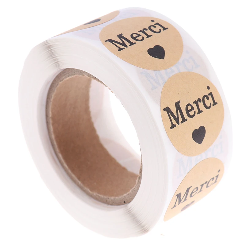 

500pcs/roll Stickers French“Merci”seal labels scrapbooking for Package sticker Sticker sealing sticker wedding birthday