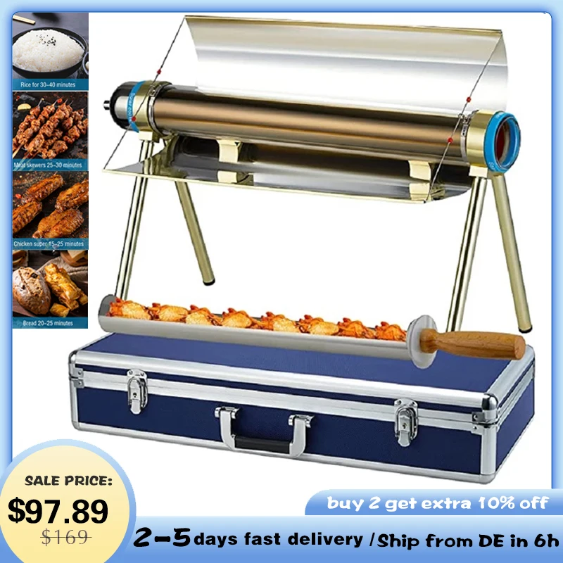 

BBQ Pizza Oven Outdoor Solar Oven with Portable Case 3.3lb Large Portable Stove Solar Cooker Kit Outdoor Solar Grilling Oven